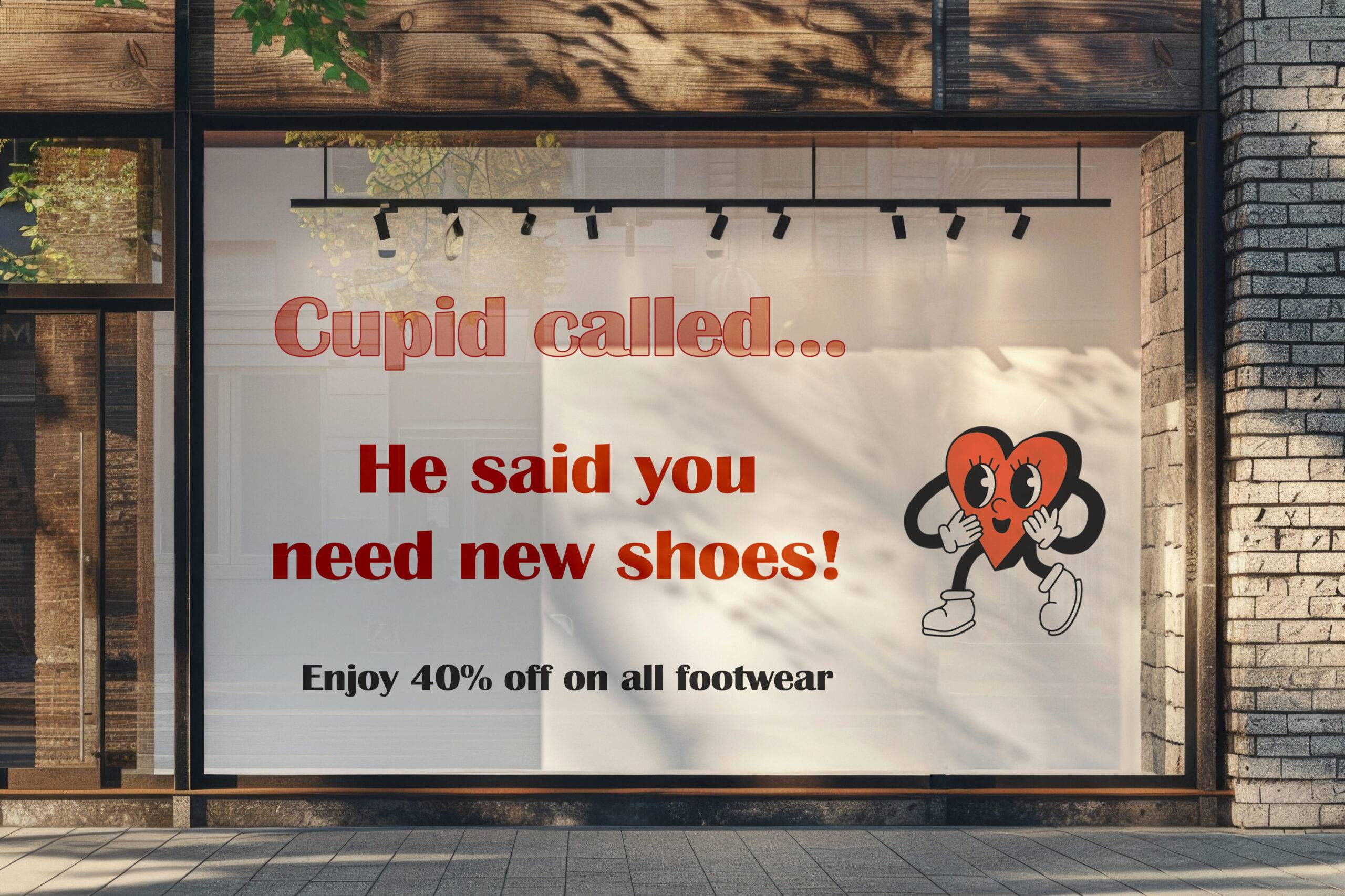 Unique Valentine's Day window decal promotions.